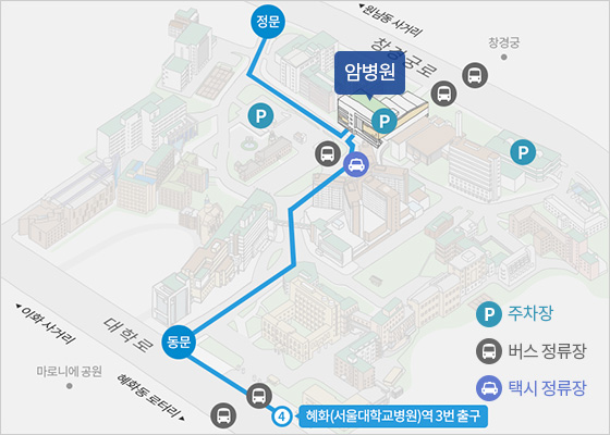 서울대학교 암병원 본관 지도