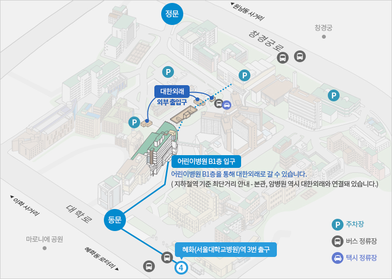 서울대학교병원 대한외래 지도