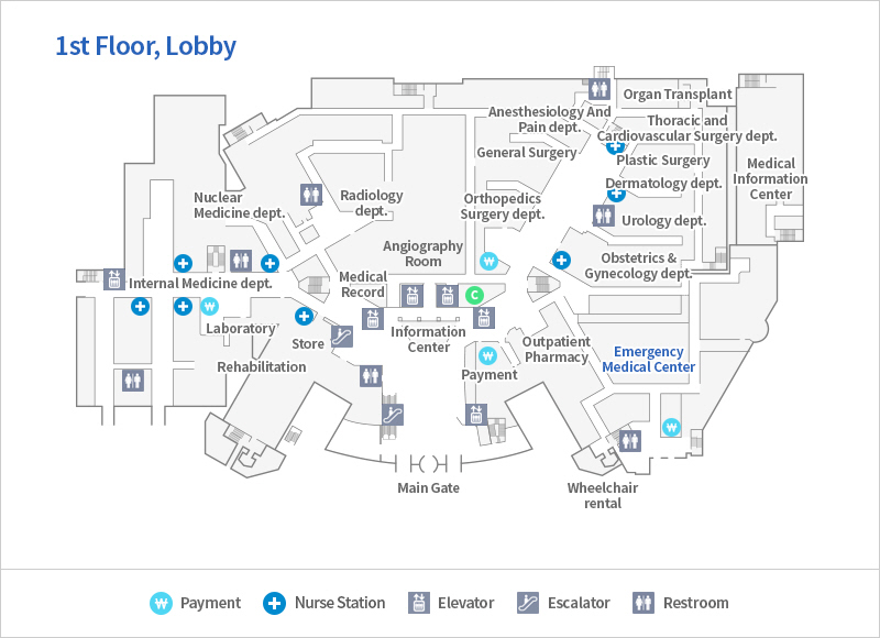 Main Hospital 1st Floor, Lobby Map