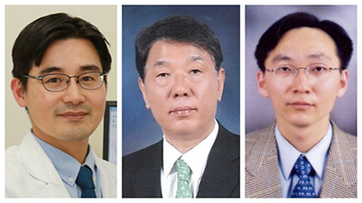 left Professor Gi Beom Kim of pediatrics, Professors Yong Jin Kim/Hong Gook Lim of thoracic surgery
