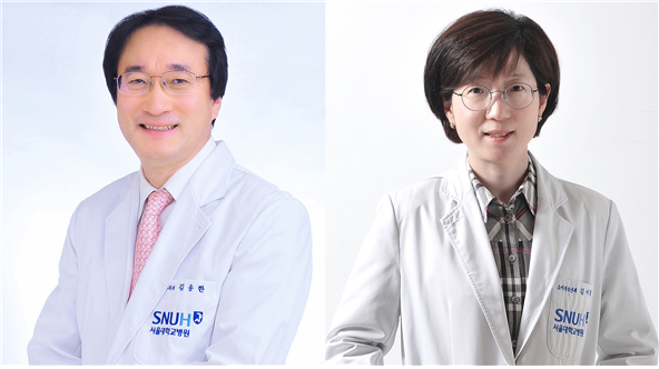 (왼쪽부터) 김웅한 교수(소아흉부외과), 김이경 교수(소아청소년과)