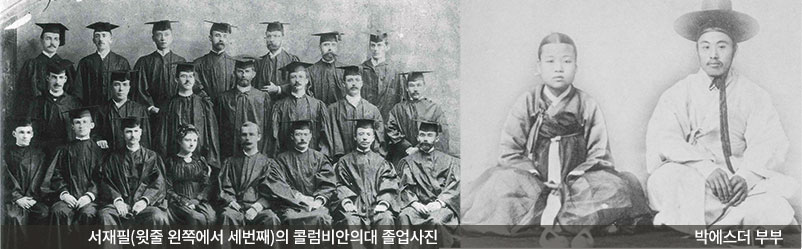 서재필(윗줄 왼쪽에서 세번째)의 콜럼비안의대 졸업사진, 박에스더부부