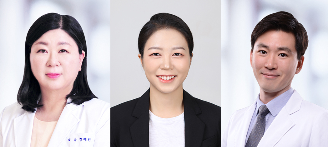 [사진 왼쪽부터] 강혜련 알레르기내과 교수, 안윤혜 내과 전임의(1저자), 강동윤 약물안전센터 교수(1저자)