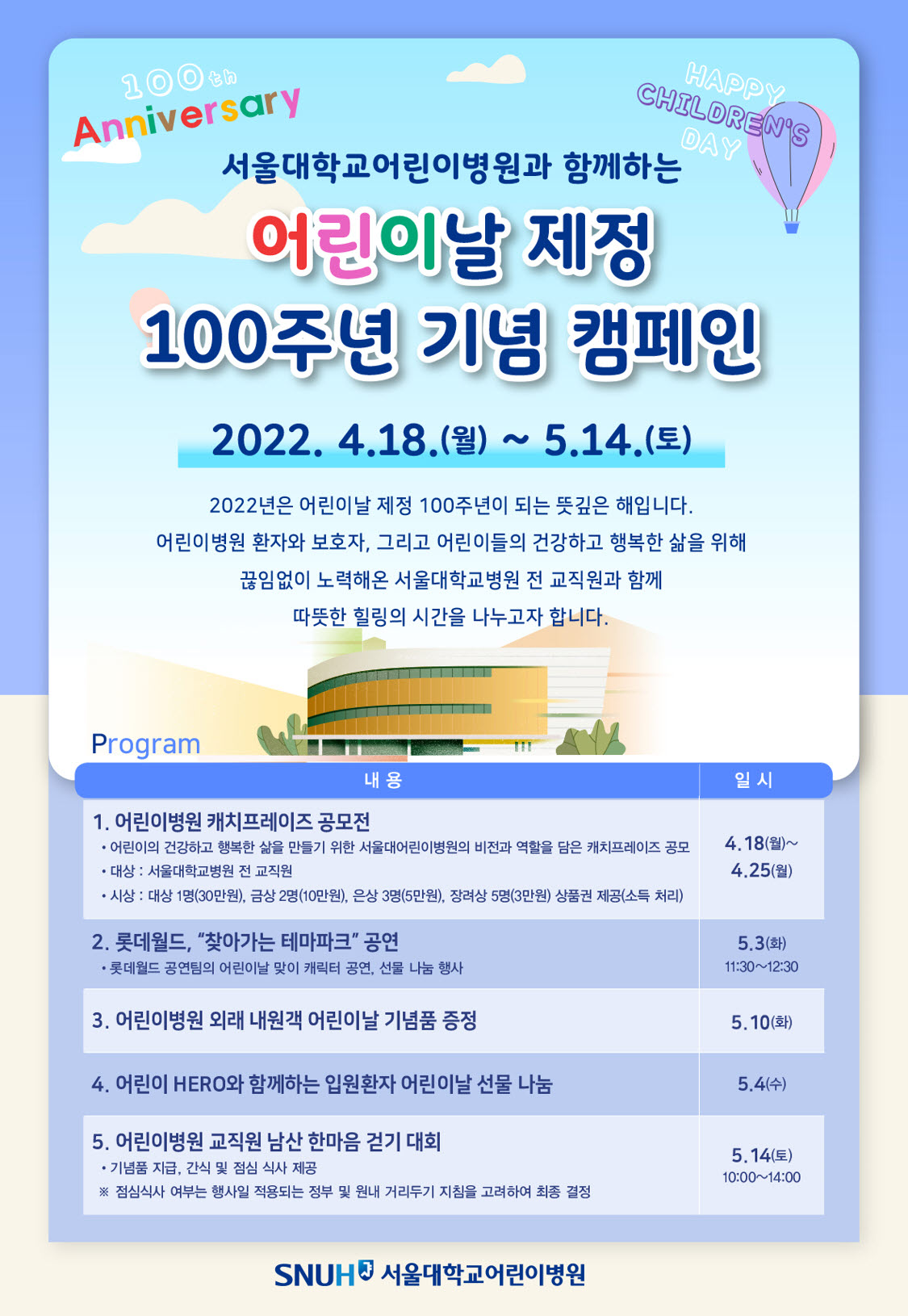 [그림] 어린이날 제정 100주년 기념 캠페인 포스터