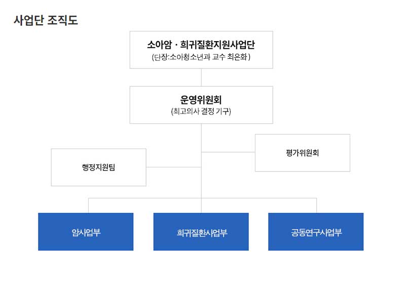 소아암희귀질환 사업단 조직도