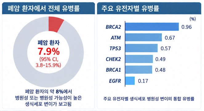 [병원뉴스]폐암 환자 7.9%에서 암 관련 생식세포 병원성 변이 확인