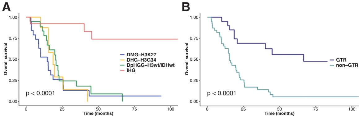 [그래프] 소아 고등급 교종 환자 생존 분석 결과