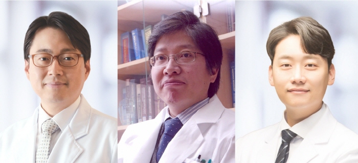 [사진 왼쪽부터] 서울대병원 신경과 박경일&middot;이상건 교수, 융합의학과 김영곤 교수