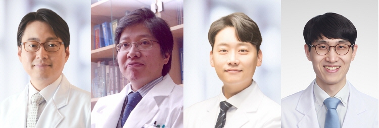 [사진 왼쪽부터] 서울대병원 신경과 박경일&middot;이상건 교수, 융합의학과 김영곤 교수, 이대목동병원 신경과 황성은 교수