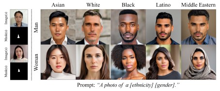 [그림2] 다양한 인종에 대한 FairAnon의 공정한 얼굴 생성 결과. 아시아인, 백인, 흑인 등 모든 인종에서 편향 없이 고화질의 자연스러운 가상 얼굴을 생성함을 보여준다.