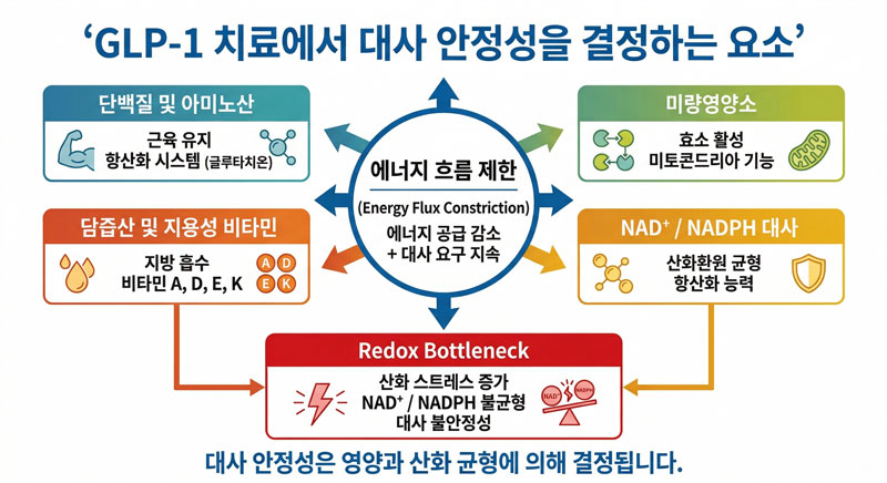 [그림] GLP-1 치료 시 대사 안정성을 결정하는 핵심 요소