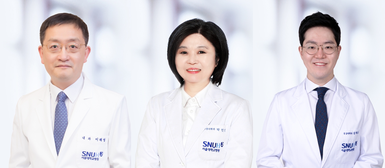 [사진 왼쪽부터] 서울대병원 순환기내과 이해영 교수, 가정의학과 박민선 교수, 응급의학과 김태균 교수