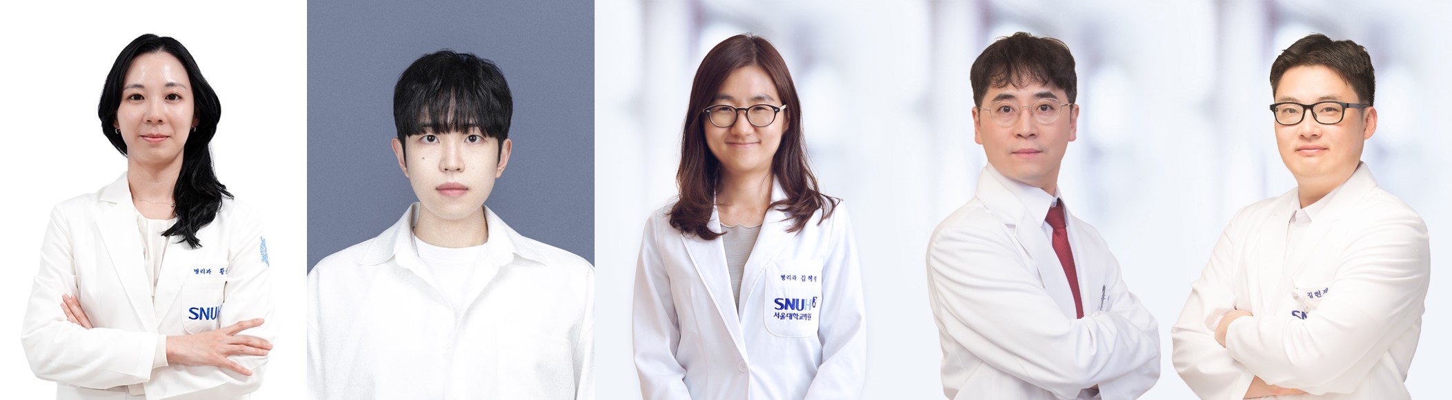[사진 왼쪽부터] 분당서울대병원 병리과 황윤정 교수, 서울대 암연구소 황산하 연구원, 서울대병원 병리과 김혜령 교수, 간담췌외과 홍석균 교수, 서울대 의과학과 김현제 교수