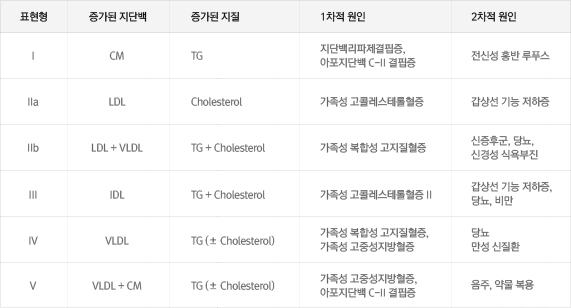 지단백의 분류와 주요 원인