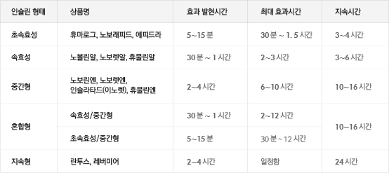 인슐린의 종류